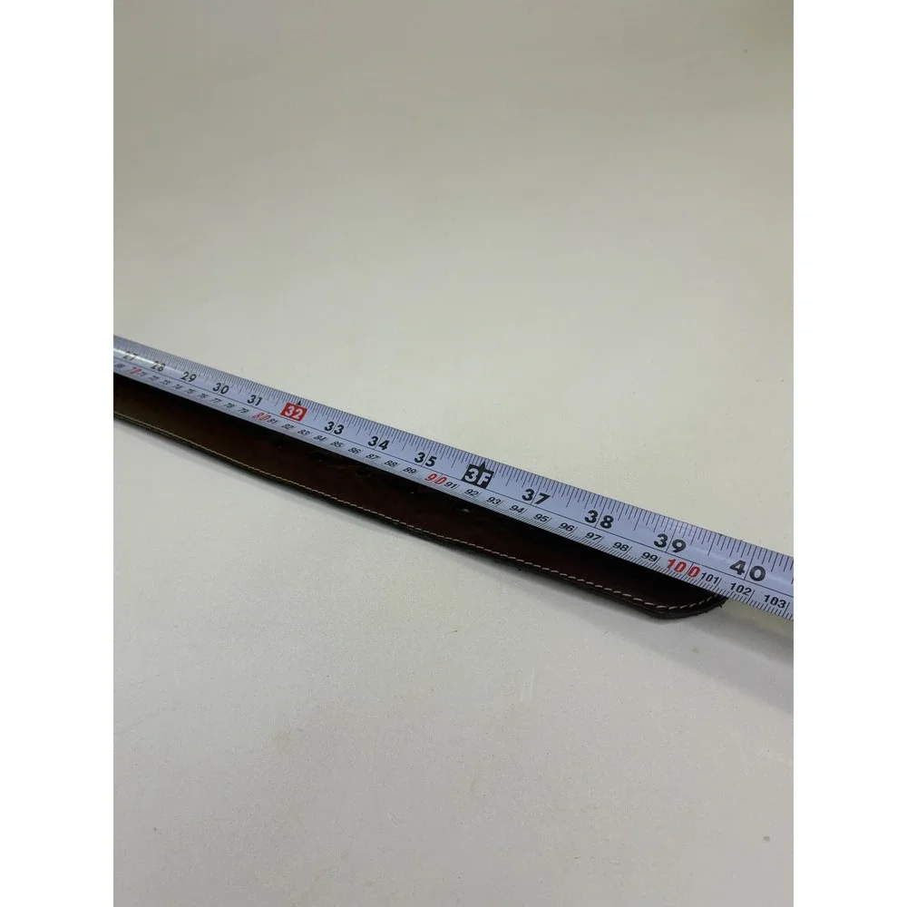 Eddie Bauer Mens Brown Leather Belt USA Made Double Oval Buckle Size M 16-4432